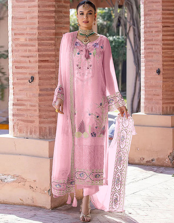 Pink Faux Georgette Suit Pant