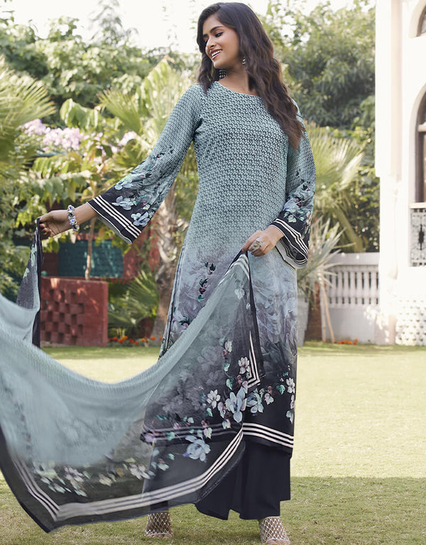 Sky Blue Siya Crepe Digital Print Salwar Suit Palazzo