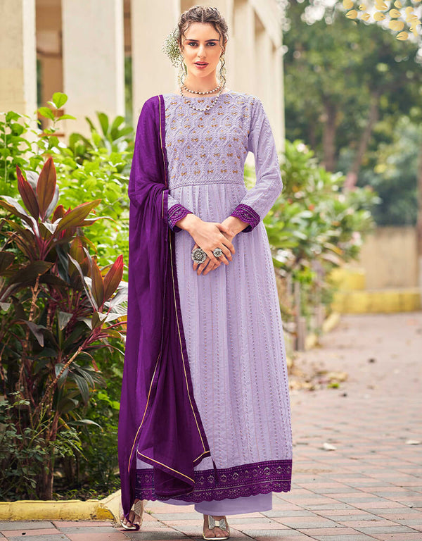 Lavendor Faux Georgette Kameez Salwar