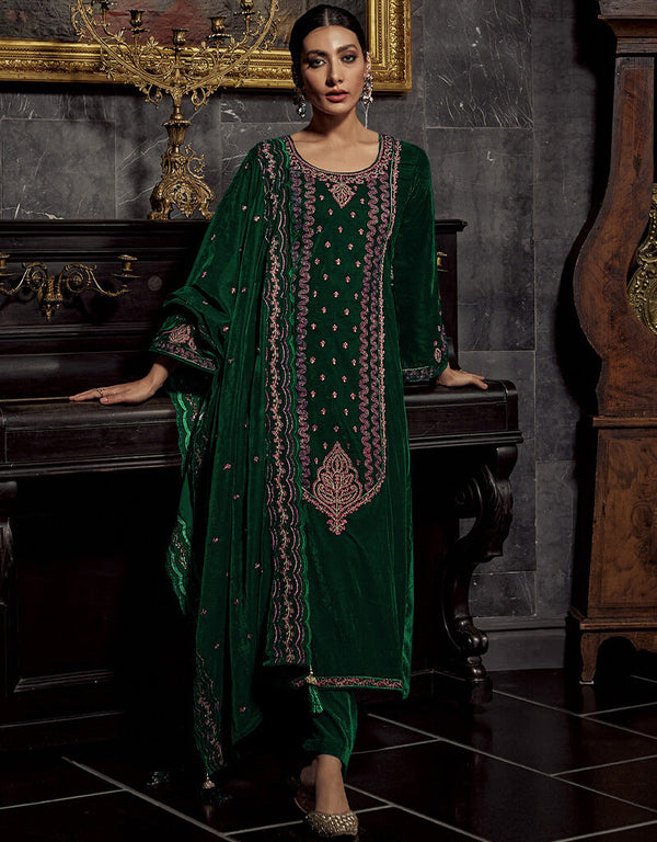 Green Pure Viscos Velvet Suit Pant