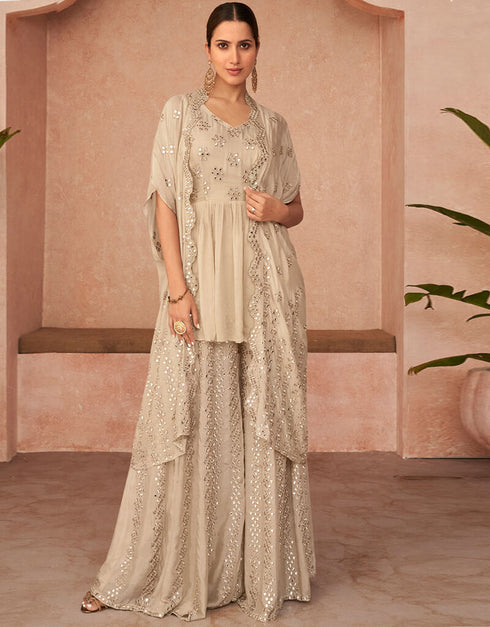 Beige Premium Silk Palazzo Salwar