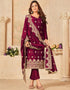 Wine Red Blooming Vischitra Salwar Suit Pant Closure View