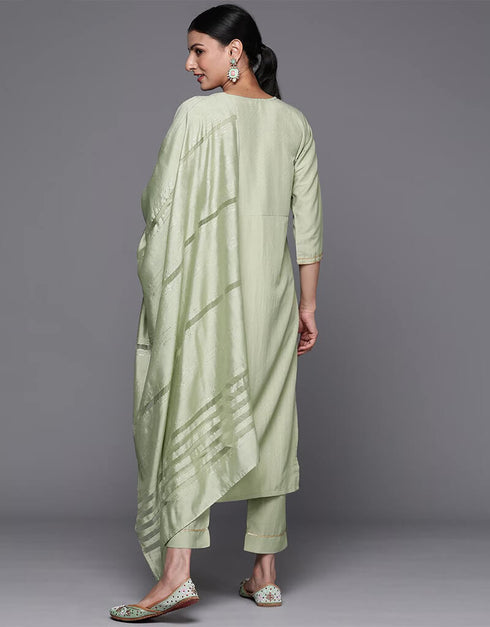 Pastel Grey Blended Silk Straight Palazzo Women