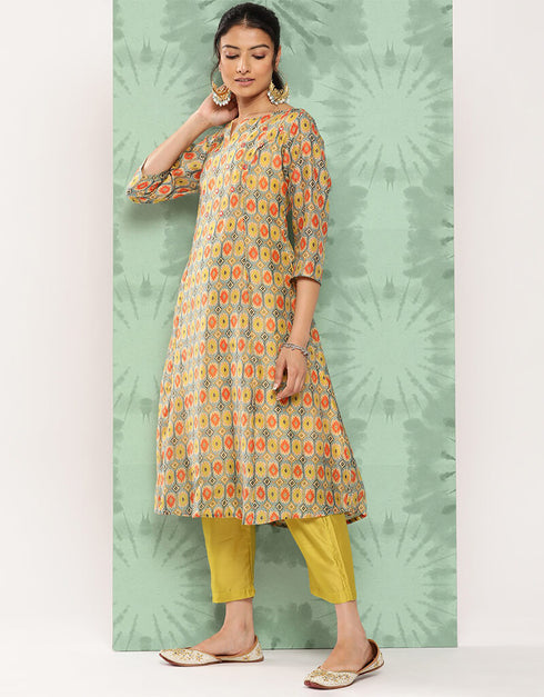 Brown Grey Blended Silk Straight Pant Closure View