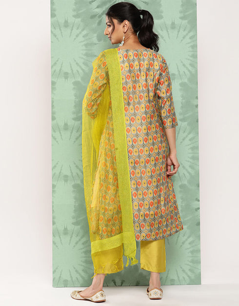 Brown Grey Blended Silk Straight Pant Women