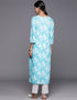 Coral Blue Cotton Straight Palazzo Closure View