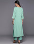Shadow Green Crepe Straight Palazzo Closure View