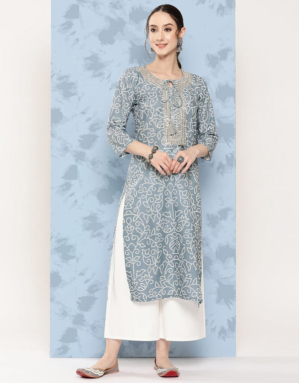 Regent Grey Art Silk Straight Pant