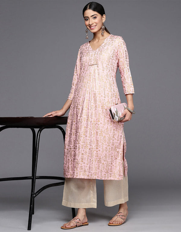 Carousel Pink Viscos Straight Pant