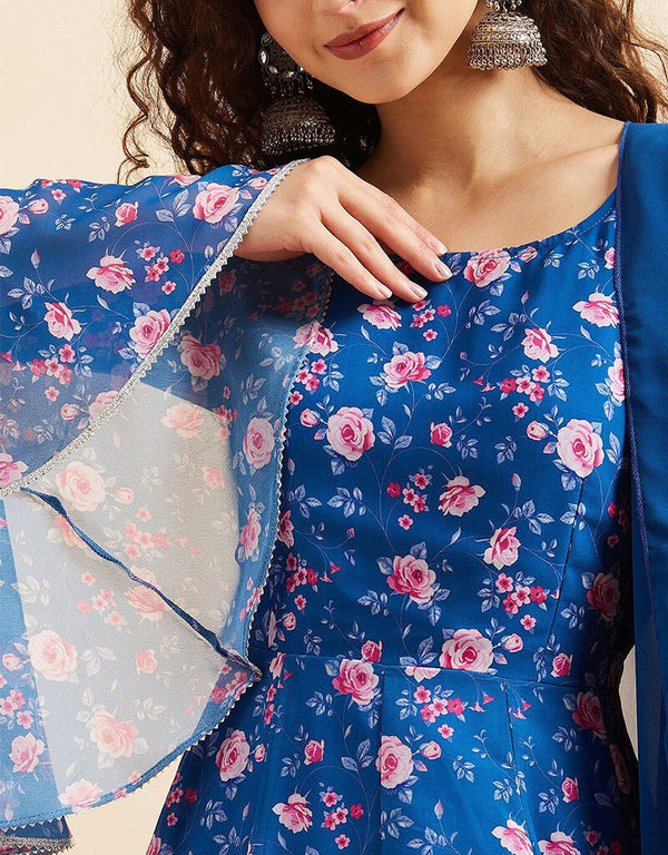 Regal Blue Poly Georgette Suit Sharara