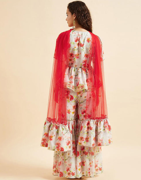 Pearl Bush Poly Georgette Suit Palazzo Women