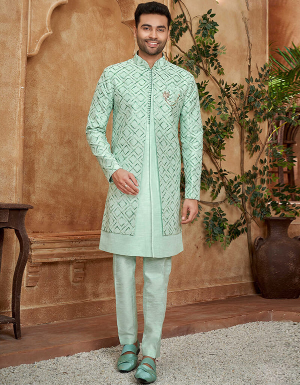 Light Grey Kurta Powder Silk Pant
