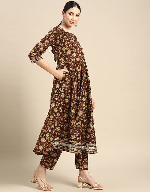 Metallic Bronze Pure Cotton Suit Pant Closure View