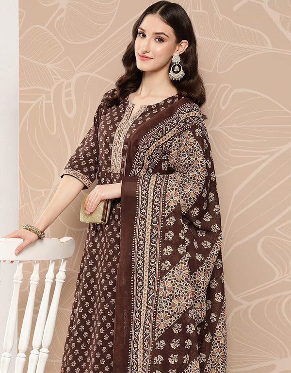 Metallic Bronze Pure Cotton Straight Palazzo