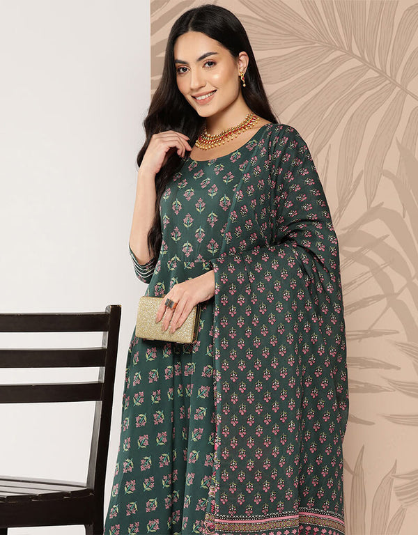 Mineral Green Pure Cotton Suit Pant