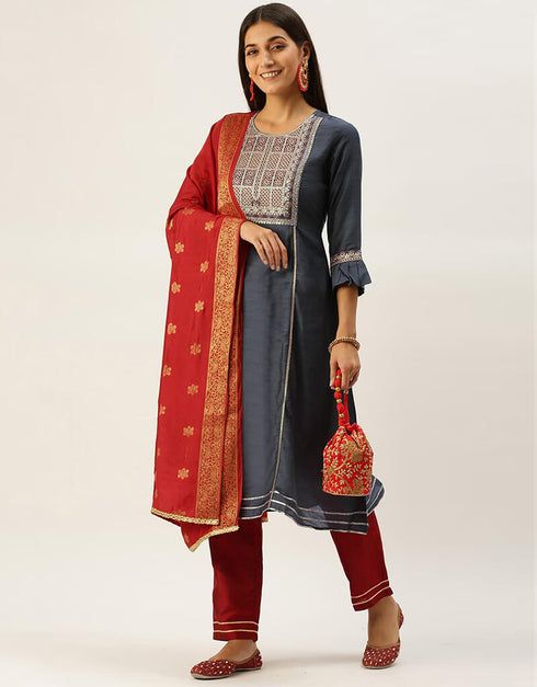 Vampire Grey Viscos Rayon Straight Pant