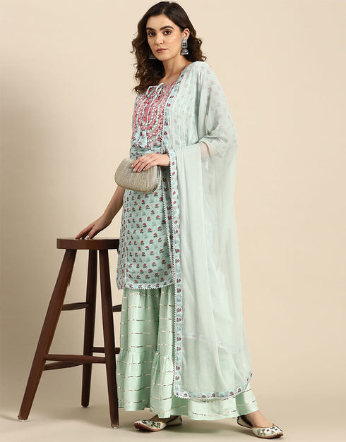 Chrome White Chanderi Silk Suit Sharara