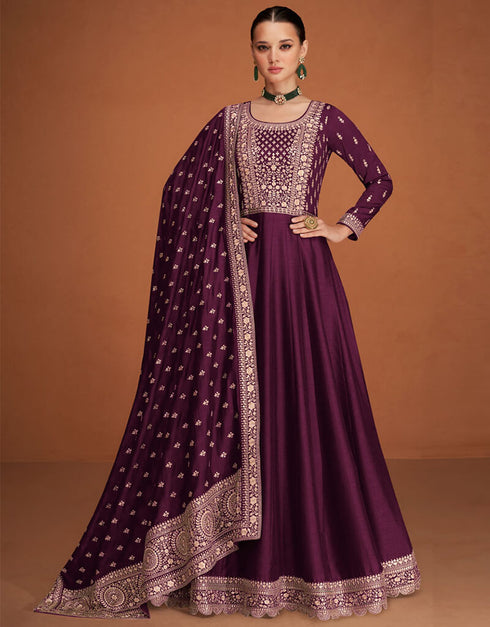 Magenta Premium Silk Na Anarkali