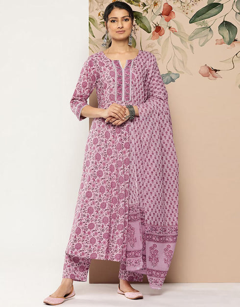 Greyish Pink Pure Cotton Dress Pant Closure View