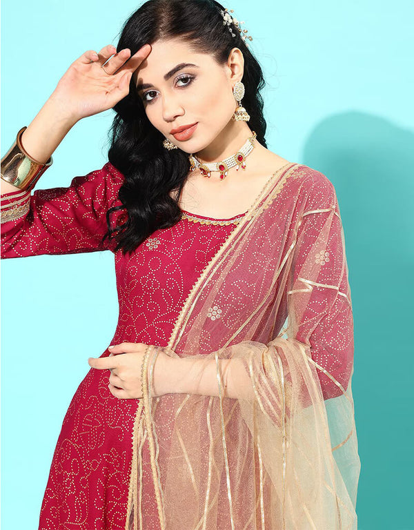 Rose Red Pure Cotton Dress Pant