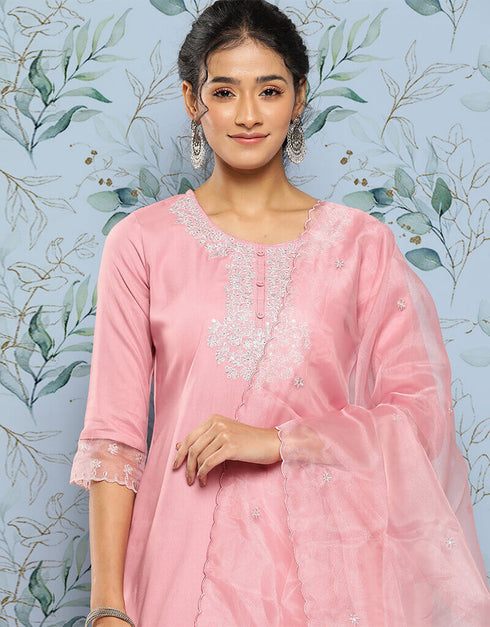 Faded Pink Viscos Rayon Straight Pant