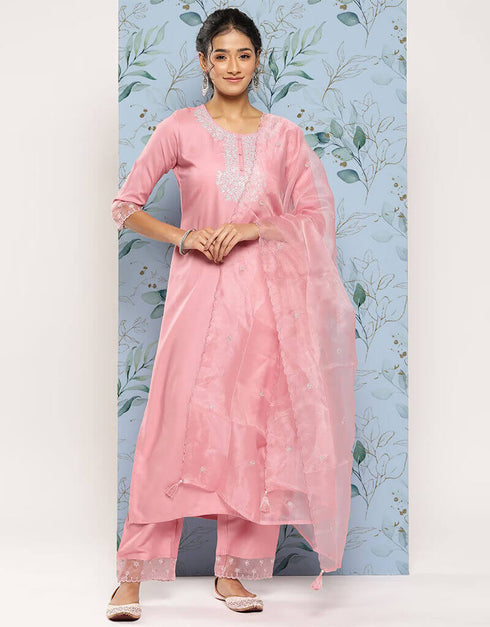 Faded Pink Viscos Rayon Straight Pant Closure View