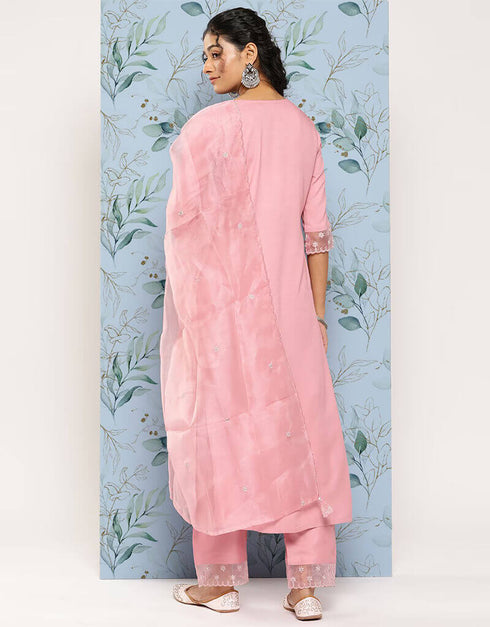 Faded Pink Viscos Rayon Straight Pant Women