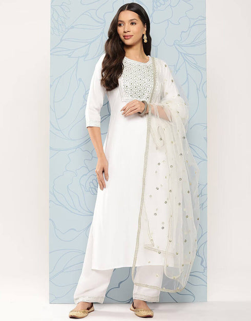 Catskill White Viscos Rayon Straight Pant Closure View