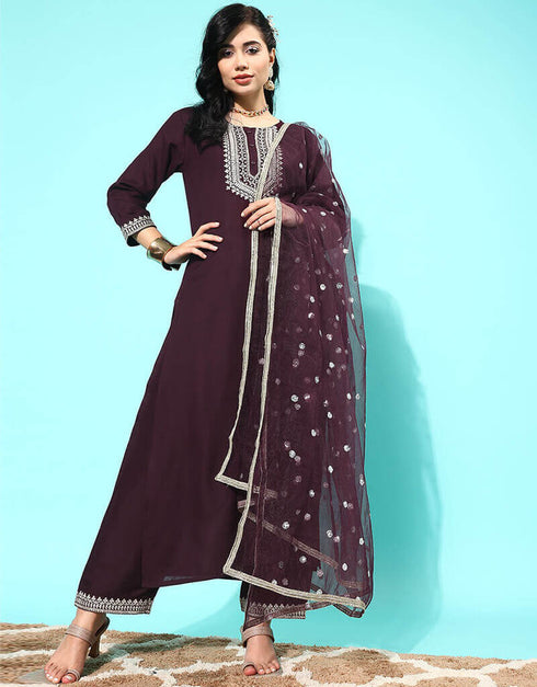 Woody Brown Viscos Rayon Straight Pant Closure View