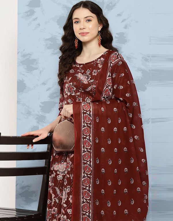 Maroon Oak Pure Cotton Straight Pant