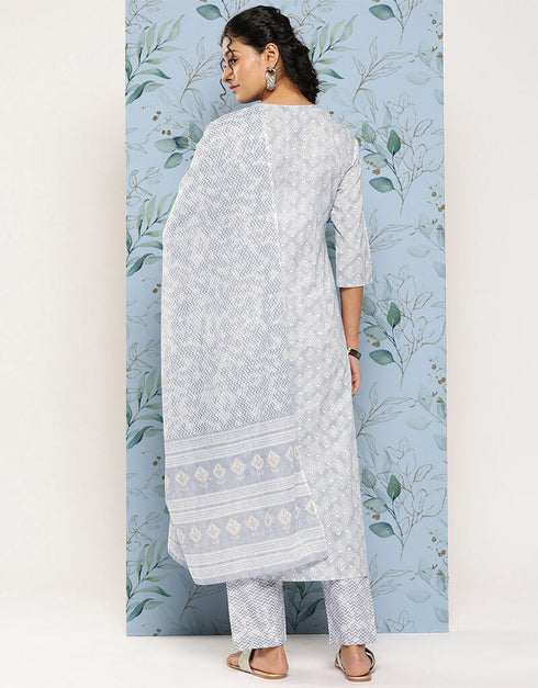 Periglacial Blue Pure Cotton Straight Pant Women