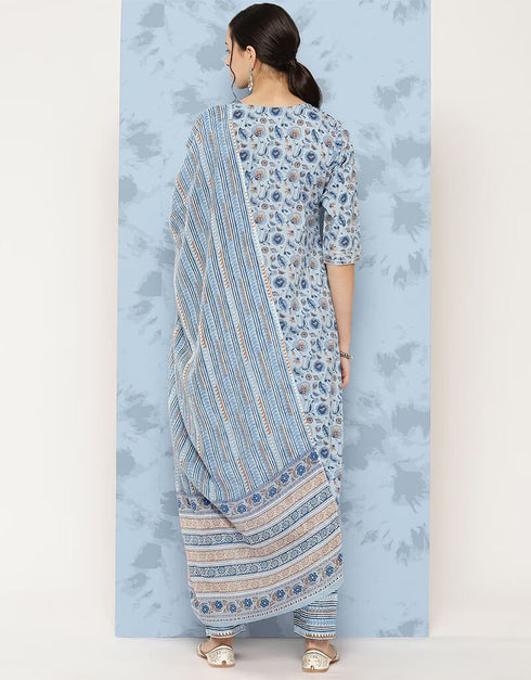 Rock Blue Pure Cotton Straight Pant Women