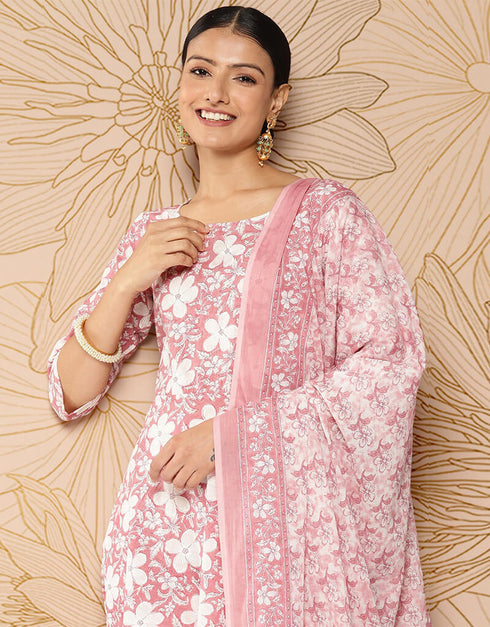 Cavern Pink Pure Cotton Straight Pant