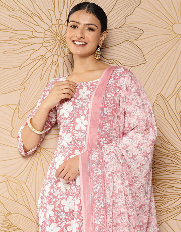 Cavern Pink Pure Cotton Straight Pant