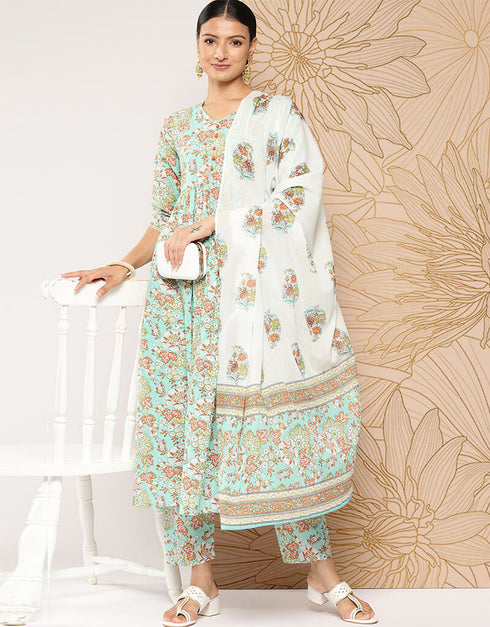 Magic Mint Pure Cotton Straight Pant Closure View