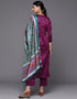 Grape Purple Silk Blend Straight Pant Women