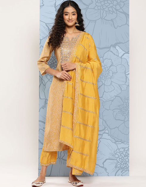 Light Orange Silk Blend Straight Pant