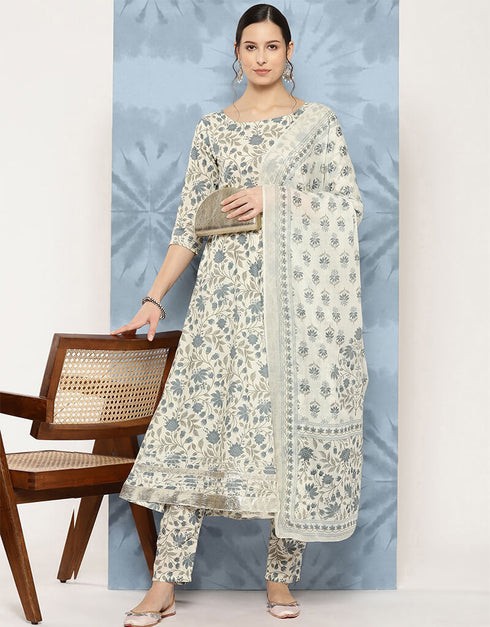 Cool Grey Pure Cotton Anarkali Pant