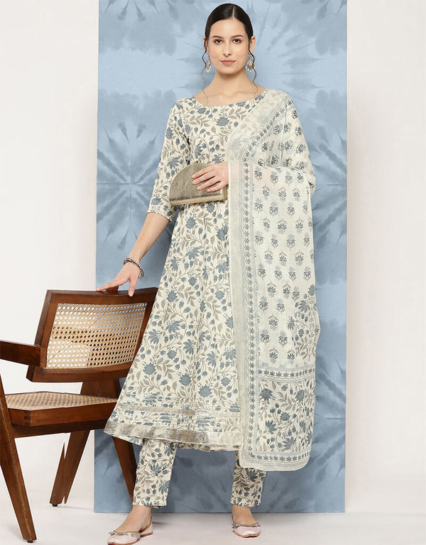 Cool Grey Pure Cotton Anarkali Pant