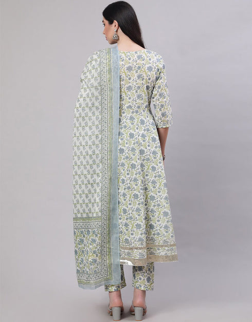Cadet Blue Pure Cotton Anarkali Pant Women