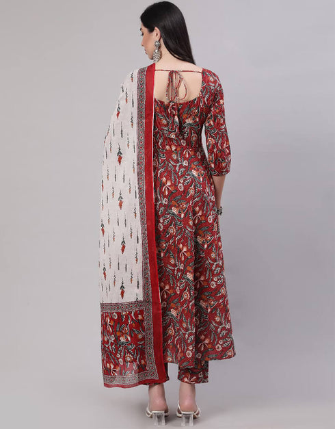 Cornell Red Pure Cotton Anarkali Pant Women