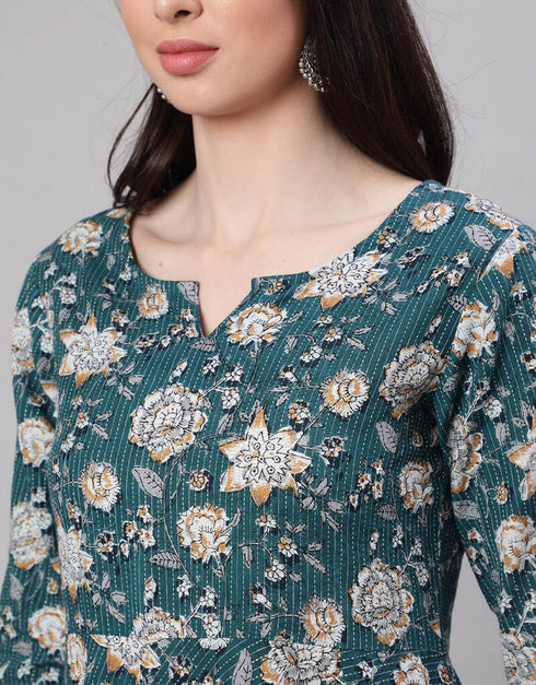 Cadet Blue Pure Cotton Anarkali Pant Closure View