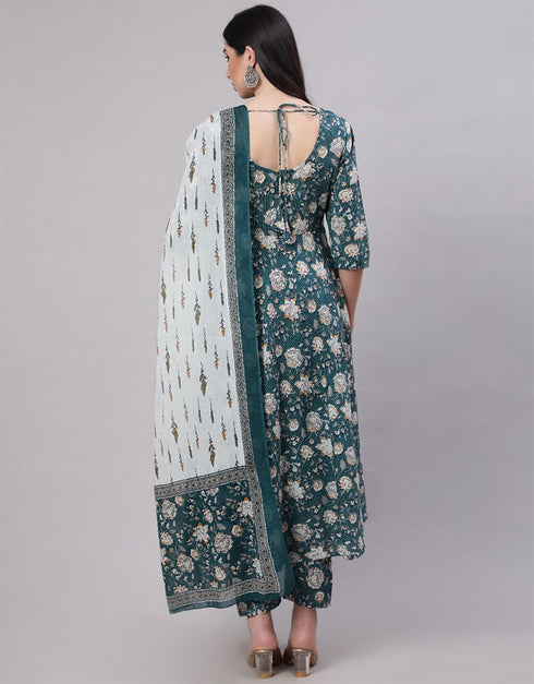 Cadet Blue Pure Cotton Anarkali Pant Women