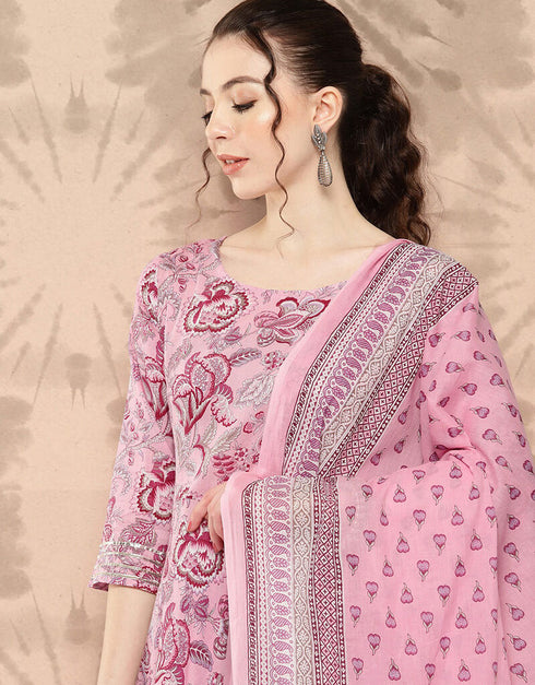 Tea Rose Pure Cotton Anarkali Pant Closure View