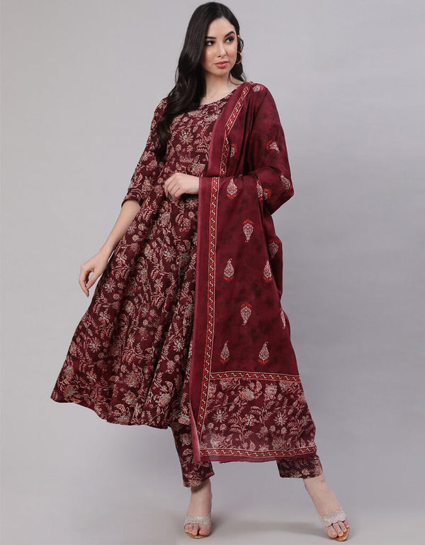 Maroon Oak Pure Cotton Anarkali Pant