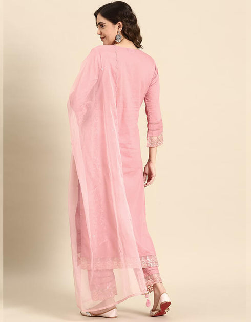 Cavern Pink Pure Cotton Straight Palazzo Women
