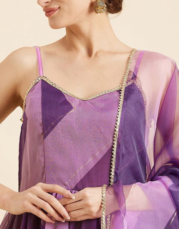 Purple Organza Anarkali N/A