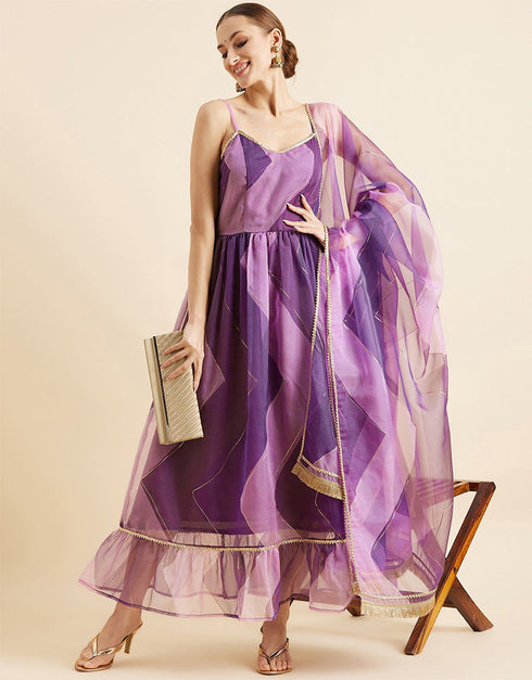 Purple Organza Anarkali N/A Closure View