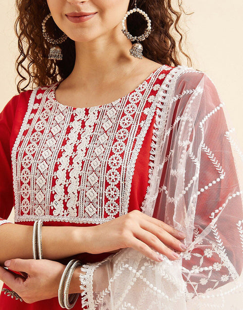 Venetian Red Viscos Rayon Straight Palazzo Closure View