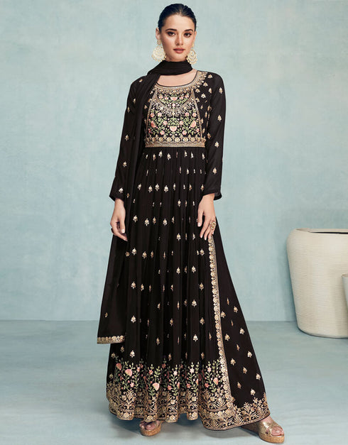 Black Georgette Palazzo Salwar